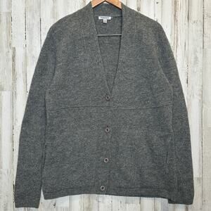 Toad Co 100 Lambswool Cardigan Sweater Large Gray Sustainable Minimalist EUC